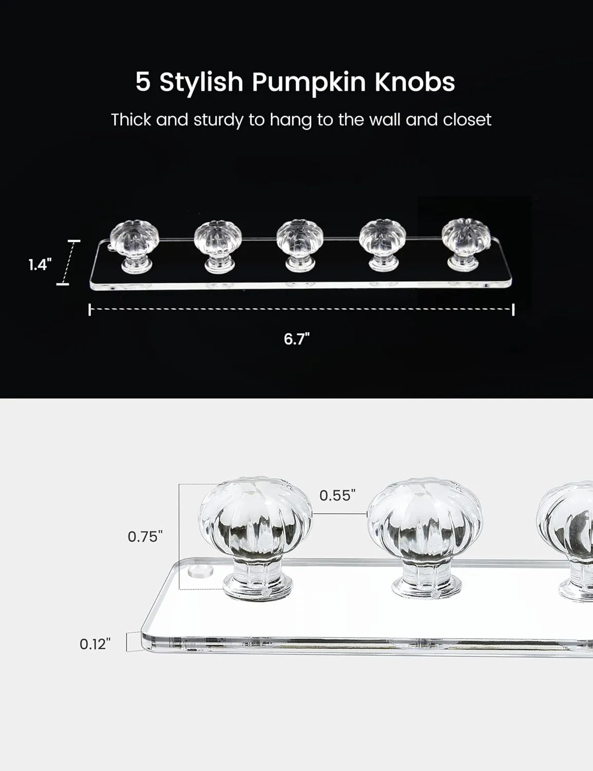 Zreal Necklace Hanger, Acrylic Necklace Holder Short with 5 Jewelry Hooks in Seashell Shape, Wall Mount Jewelry Hanger for Necklace, Bracelets, Chians (4-pack Clear)