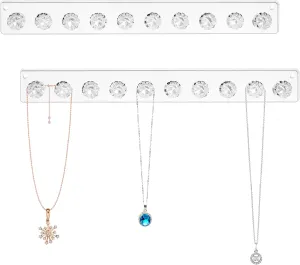 Zreal Necklace Holder, Acrylic Necklace Hanger, Wall Jewelry Organizer with 10 Jewelry Hooks in Seashell Shape (2-pack Clear)